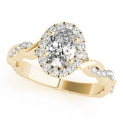 14K Yellow Gold 1/2 ct tw Halo Diamond Engagement Ring