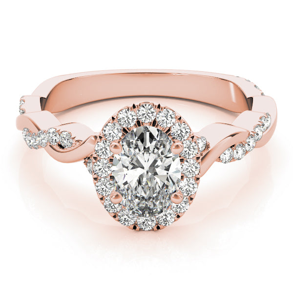 14K Rose Gold 1/2 ct tw Halo Diamond Engagement Ring