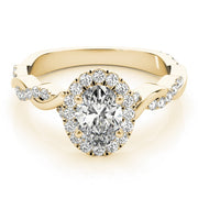 14K Yellow Gold 1/2 ct tw Halo Diamond Engagement Ring