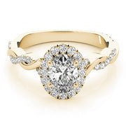 18K Yellow Gold 1/2 ct tw Halo Diamond Engagement Ring