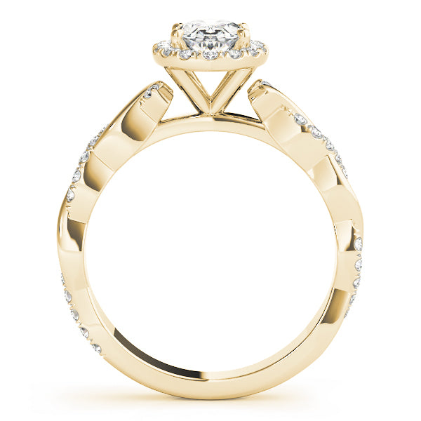 14K Yellow Gold 1/2 ct tw Halo Diamond Engagement Ring