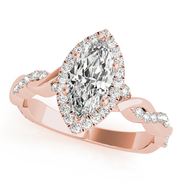 14K Rose Gold 1 1/3 ct tw Halo Diamond Engagement Ring
