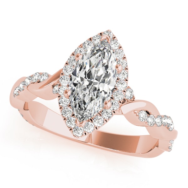 18K Rose Gold 1 1/3 ct tw Halo Diamond Engagement Ring
