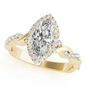 14K Yellow Gold 1 1/3 ct tw Halo Diamond Engagement Ring