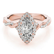 18K Rose Gold 1 1/3 ct tw Halo Diamond Engagement Ring