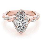 14K Rose Gold 1 1/3 ct tw Halo Diamond Engagement Ring