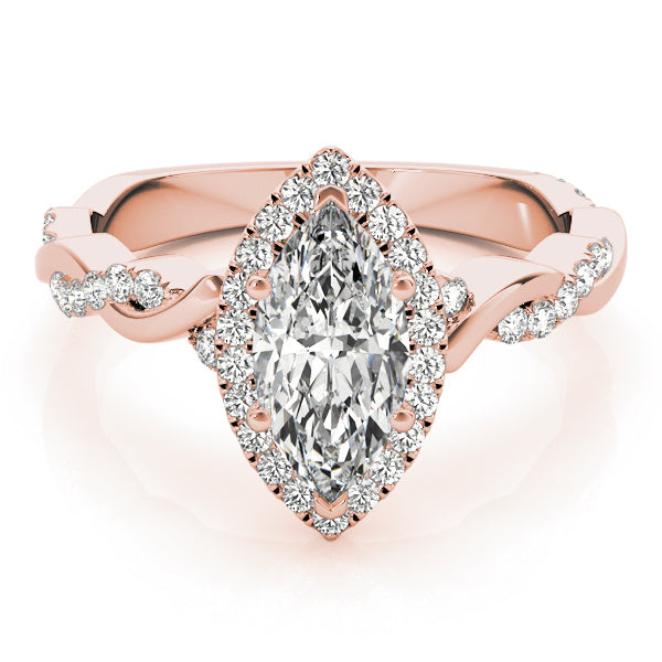 18K Rose Gold 1 1/3 ct tw Halo Diamond Engagement Ring