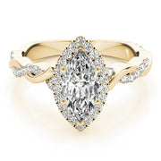 18K Yellow Gold 1 1/3 ct tw Halo Diamond Engagement Ring