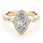 18K Yellow Gold 1 1/3 ct tw Halo Diamond Engagement Ring
