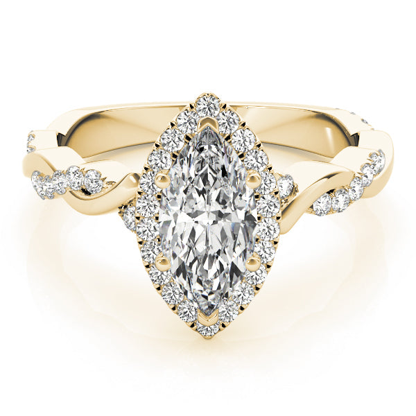 18K Yellow Gold 1 1/3 ct tw Halo Diamond Engagement Ring