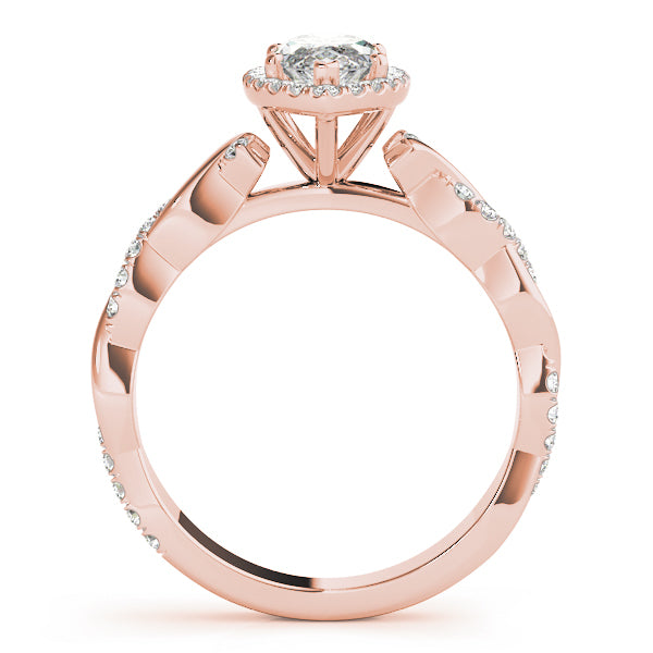 14K Rose Gold 1 1/3 ct tw Halo Diamond Engagement Ring