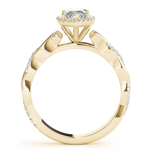 18K Yellow Gold 1 1/3 ct tw Halo Diamond Engagement Ring