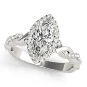 Platinum 1 1/3 ct tw Halo Diamond Engagement Ring