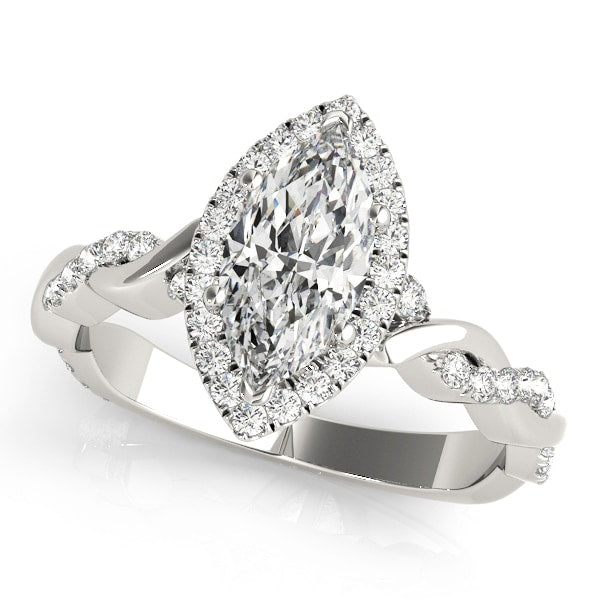 Platinum 1 1/3 ct tw Halo Diamond Engagement Ring