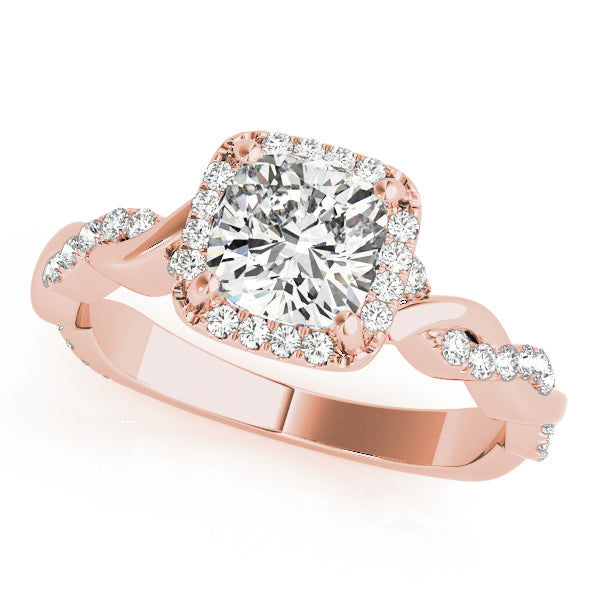 18K Rose Gold 1 1/3 ct tw Halo Diamond Engagement Ring
