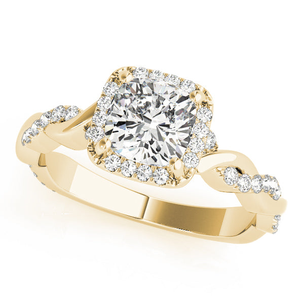 14K Yellow Gold 1 1/3 ct tw Halo Diamond Engagement Ring