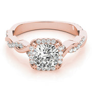 18K Rose Gold 1 1/3 ct tw Halo Diamond Engagement Ring