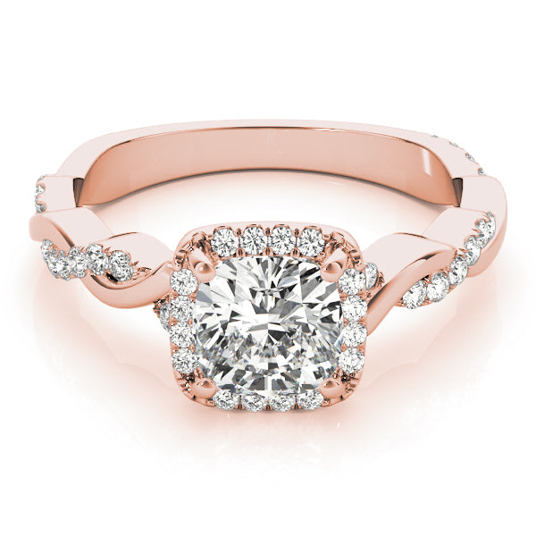 18K Rose Gold 1 1/3 ct tw Halo Diamond Engagement Ring