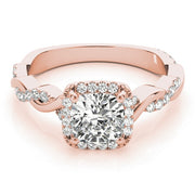 18K Rose Gold 1 1/3 ct tw Halo Diamond Engagement Ring