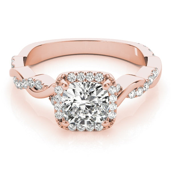 18K Rose Gold 1 1/3 ct tw Halo Diamond Engagement Ring