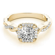 18K Yellow Gold 1 1/3 ct tw Halo Diamond Engagement Ring