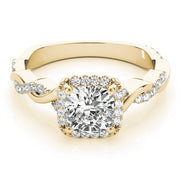 14K Yellow Gold 1 1/3 ct tw Halo Diamond Engagement Ring