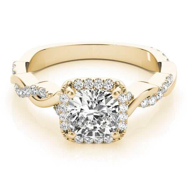14K Yellow Gold 1 1/3 ct tw Halo Diamond Engagement Ring