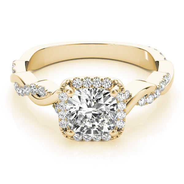 18K Yellow Gold 1 1/3 ct tw Halo Diamond Engagement Ring