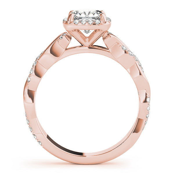 14K Rose Gold 1 1/3 ct tw Halo Diamond Engagement Ring