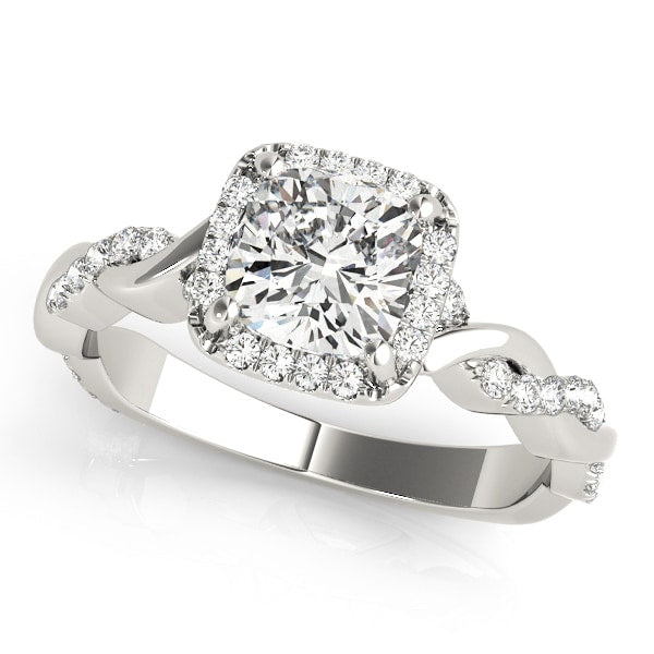 14K White Gold 1 1/3 ct tw Halo Diamond Engagement Ring