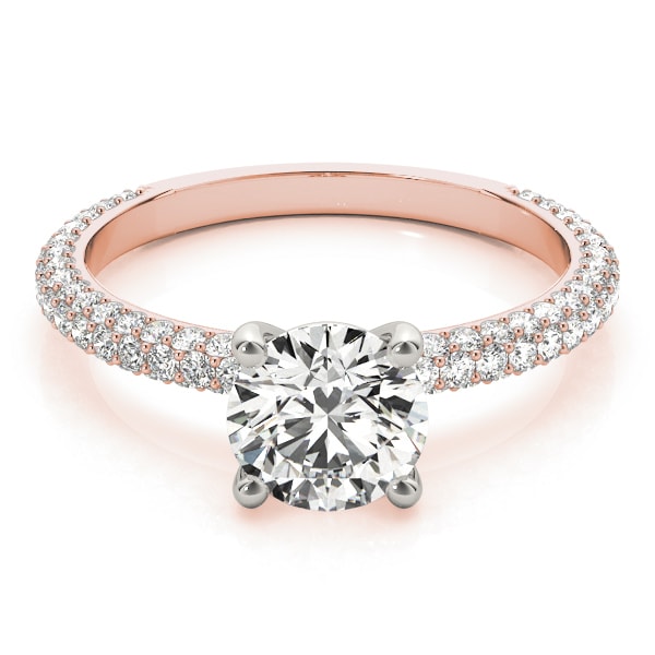 18K Rose Gold 1 1/2 ct tw Pave Diamond Engagement Ring