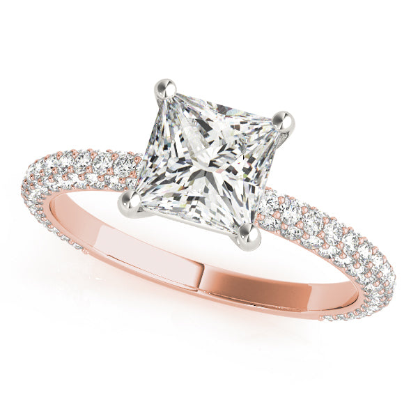 18K Rose Gold Diamond Pave Engagement Ring