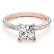 14K Rose Gold 1 ct tw Pave Diamond Engagement Ring