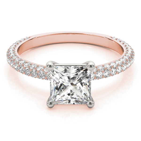 14K Rose Gold 1 ct tw Pave Diamond Engagement Ring