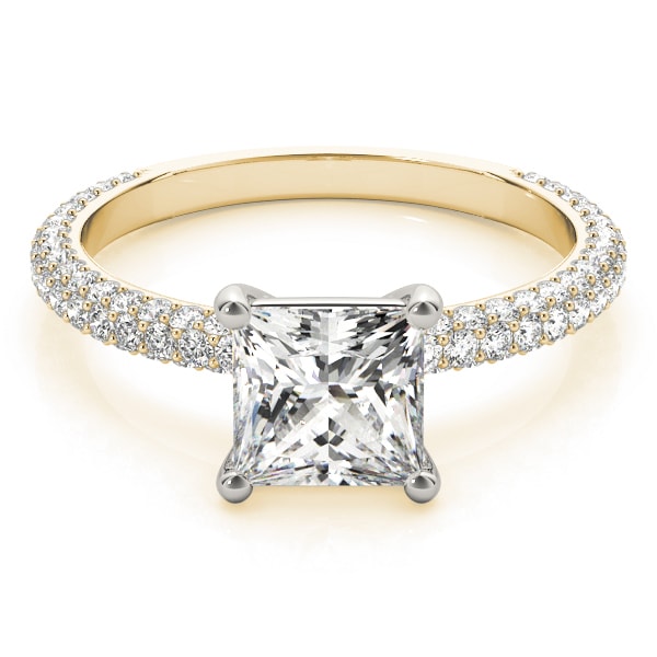 18K Yellow Gold 1 ct tw Pave Diamond Engagement Ring