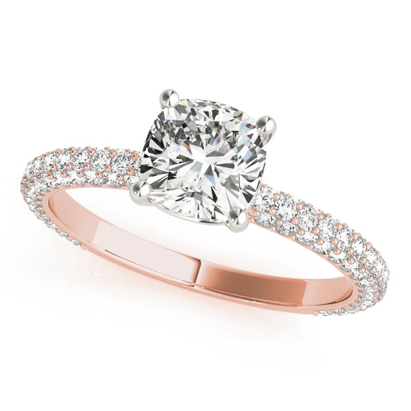 14K Rose Gold Cushion Diamond Pave Ring