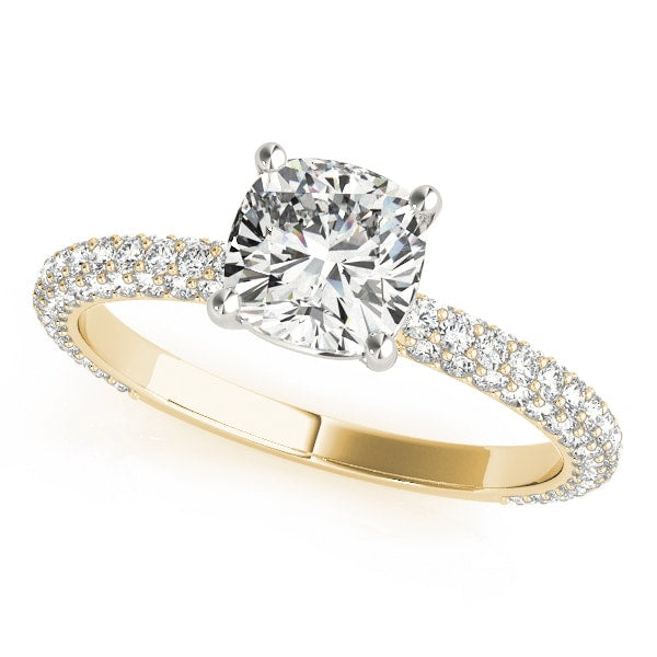 18K Yellow Gold 1 ct tw Pave Diamond Engagement Ring