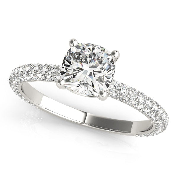 14K White Gold 1 ct tw Pave Diamond Engagement Ring
