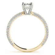 14K Yellow Gold Emerald Diamond Pave Ring