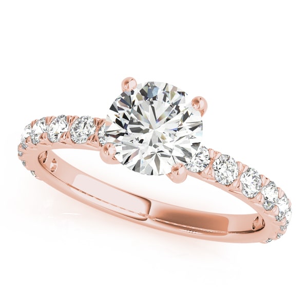 18K Rose Gold 1 1/2 ct tw Single Row Diamond Engagement Ring