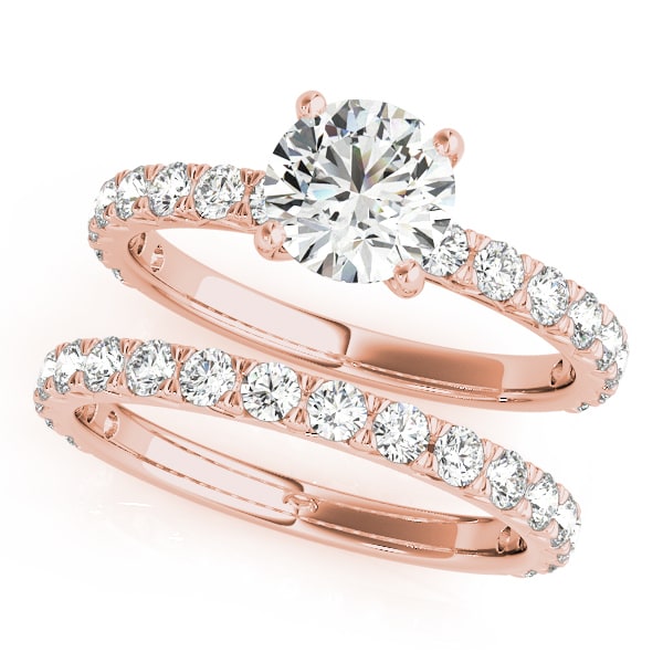 18K Rose Gold 1 1/2 ct tw Single Row Diamond Engagement Ring