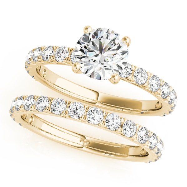 14K Yellow Gold 1 1/2 ct tw Single Row Diamond Engagement Ring