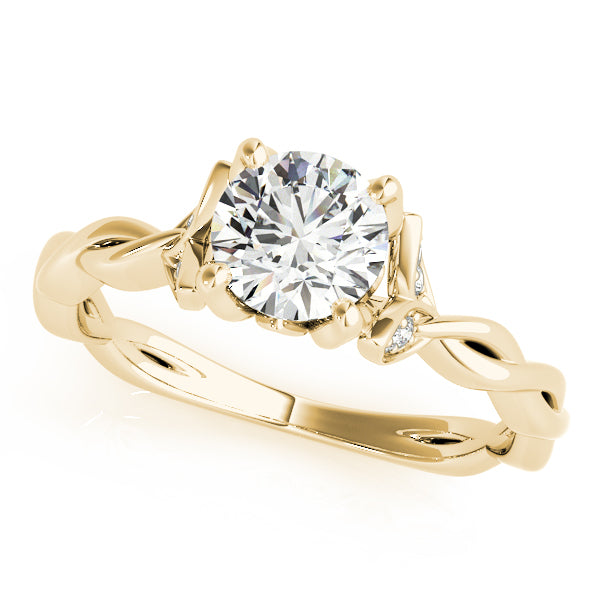 14K Yellow Gold Round Diamond Solitaire Ring