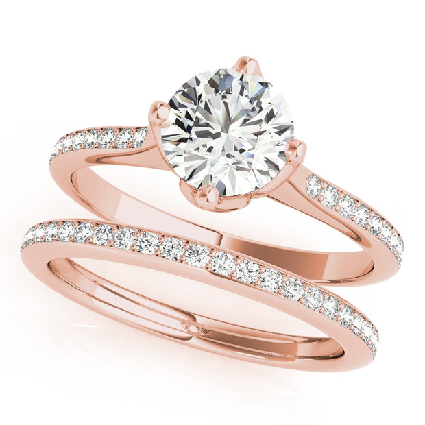 18K Rose Gold 1 1/8 ct tw Single Row Diamond Engagement Ring