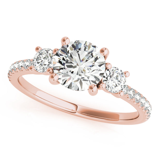 14K Rose Gold 1.24 ctw Diamond Three-Stone Ring