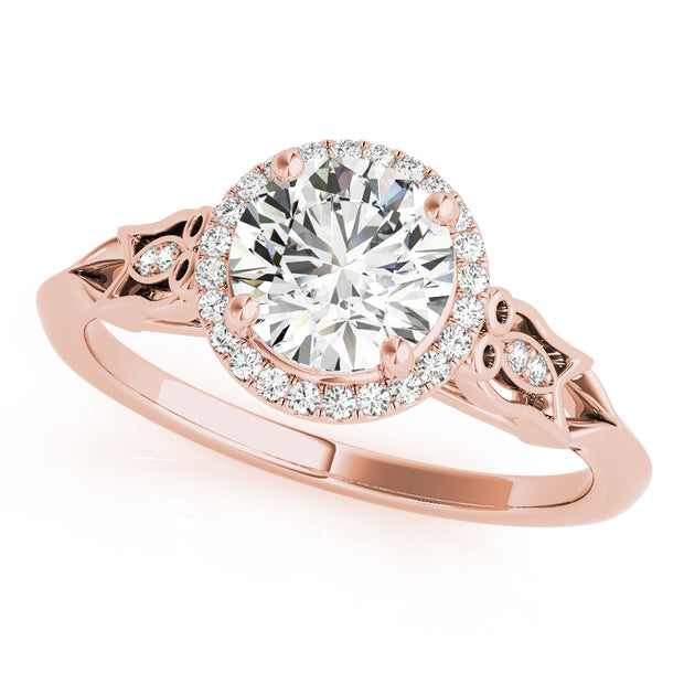 14K Rose Gold 1 CT Diamond Halo Engagement Ring