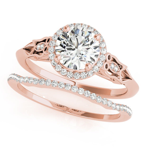 14K Rose Gold 1 ct tw Halo Diamond Engagement Ring