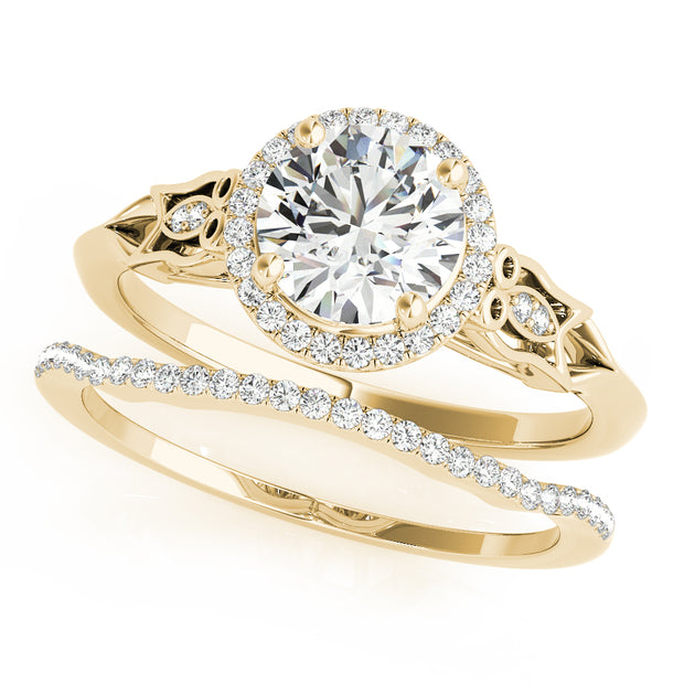 14K Yellow Gold 1 ct tw Halo Diamond Engagement Ring