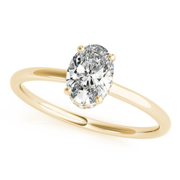 14K Yellow Gold 1/10 ct tw Halo Diamond Engagement Ring
