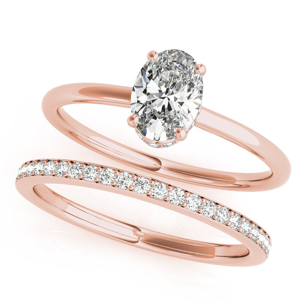 18K Rose Gold 1/10 ct tw Halo Diamond Engagement Ring